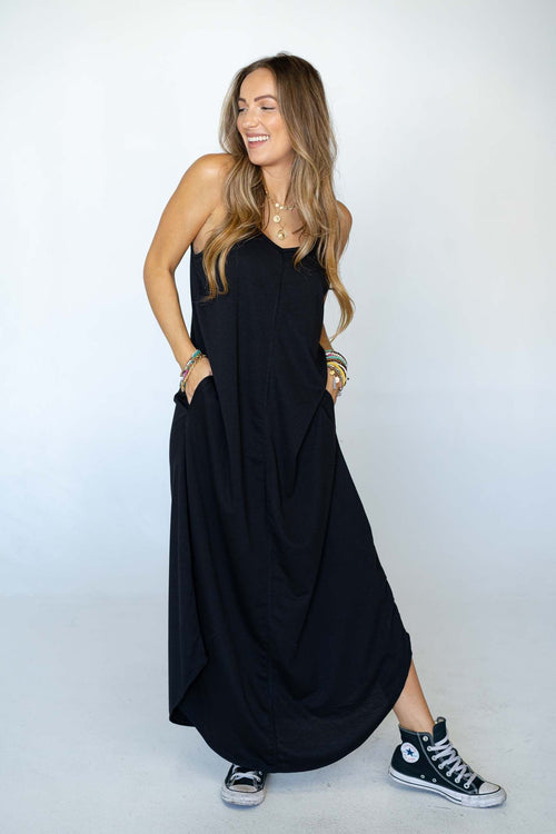The Nest Perfect Round Hem Bralette Maxi Dress - Black - Pre Order