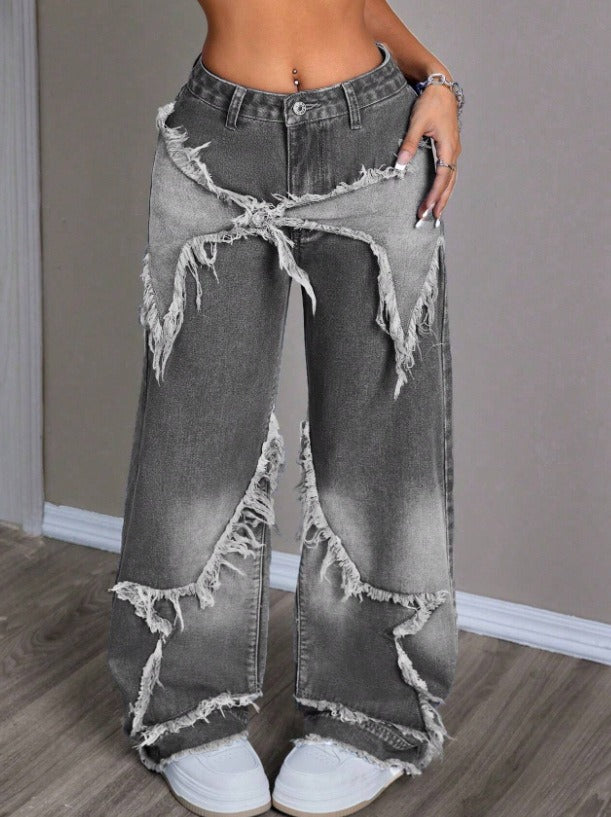 Retro Star Patchwork Jeans