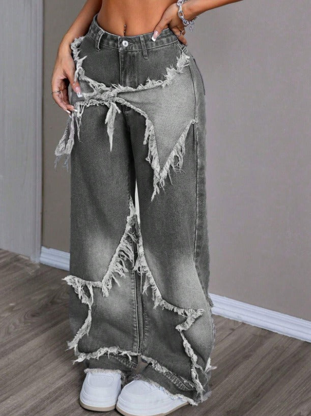 Retro Star Patchwork Jeans