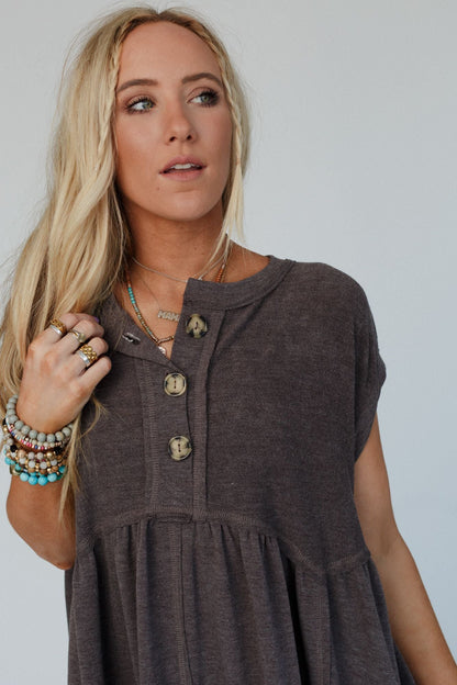 The Nest Sweet Nothings Baby Doll Dress - Charcoal - Pre Order