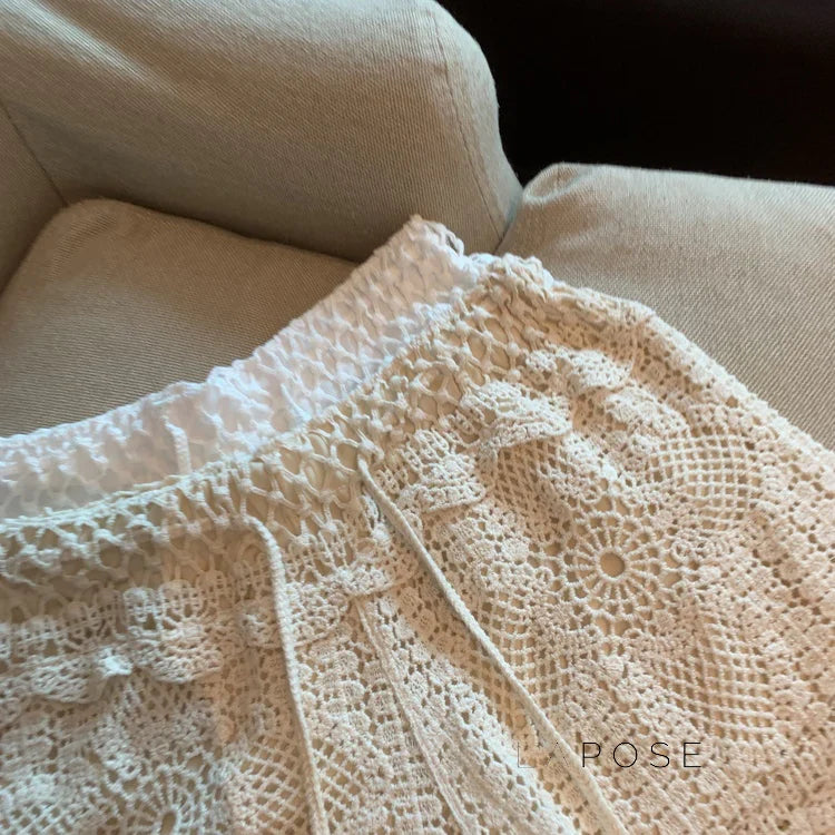 Amya Lace Knit Wide-Leg Pants