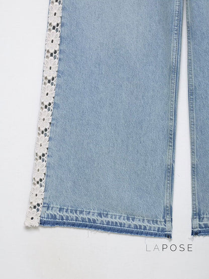 Anaisha Crochet Patch Wide-Leg Jeans