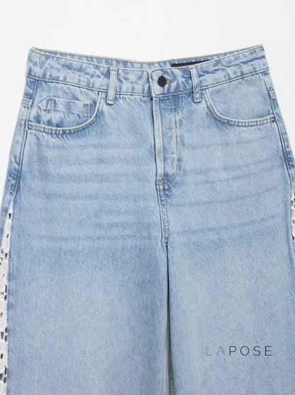 Anaisha Crochet Patch Wide-Leg Jeans
