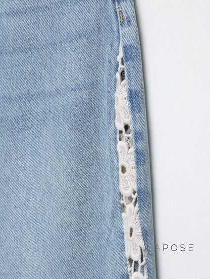 Anaisha Crochet Patch Wide-Leg Jeans