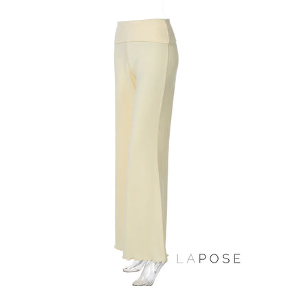 Delylah Low-Rise Wavy Flared Pants