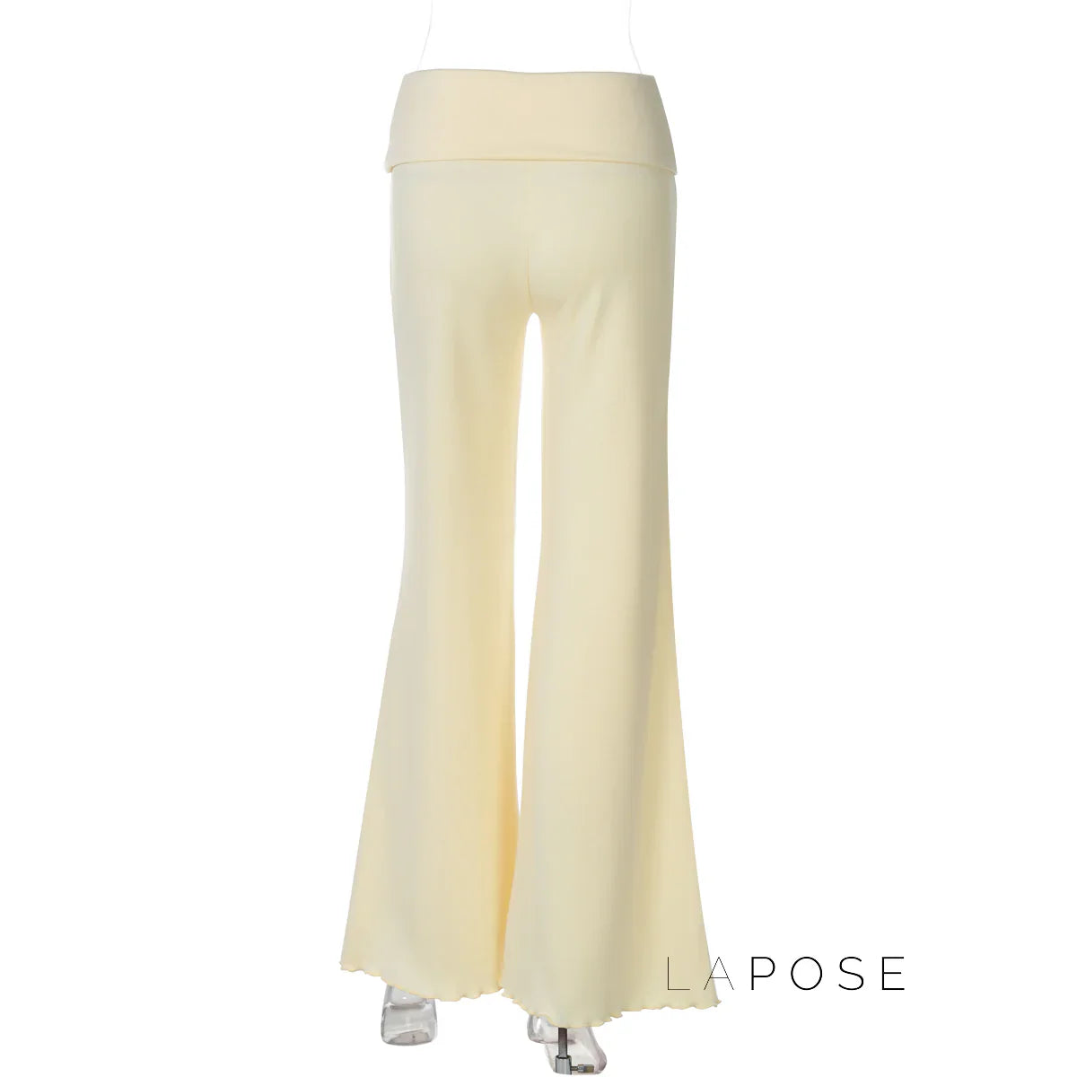 Delylah Low-Rise Wavy Flared Pants
