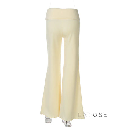 Delylah Low-Rise Wavy Flared Pants