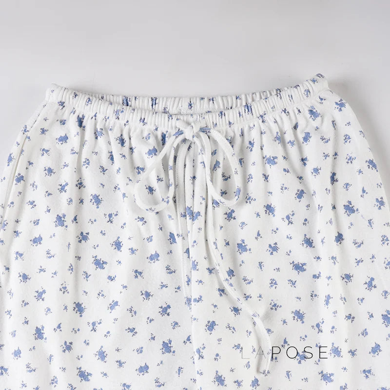 Grey Floral Drawstring Lounge Pants