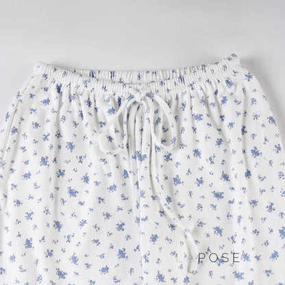 Grey Floral Drawstring Lounge Pants