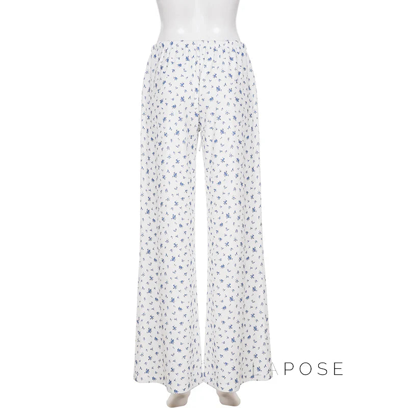 Grey Floral Drawstring Lounge Pants