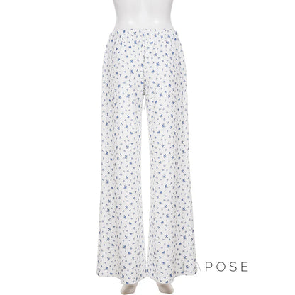 Grey Floral Drawstring Lounge Pants