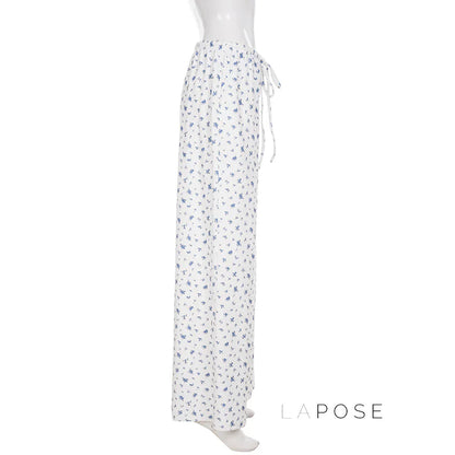 Grey Floral Drawstring Lounge Pants