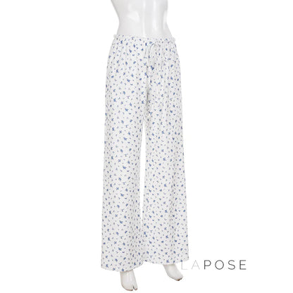 Grey Floral Drawstring Lounge Pants