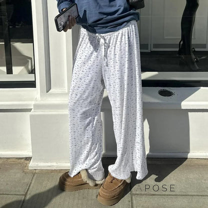 Grey Floral Drawstring Lounge Pants