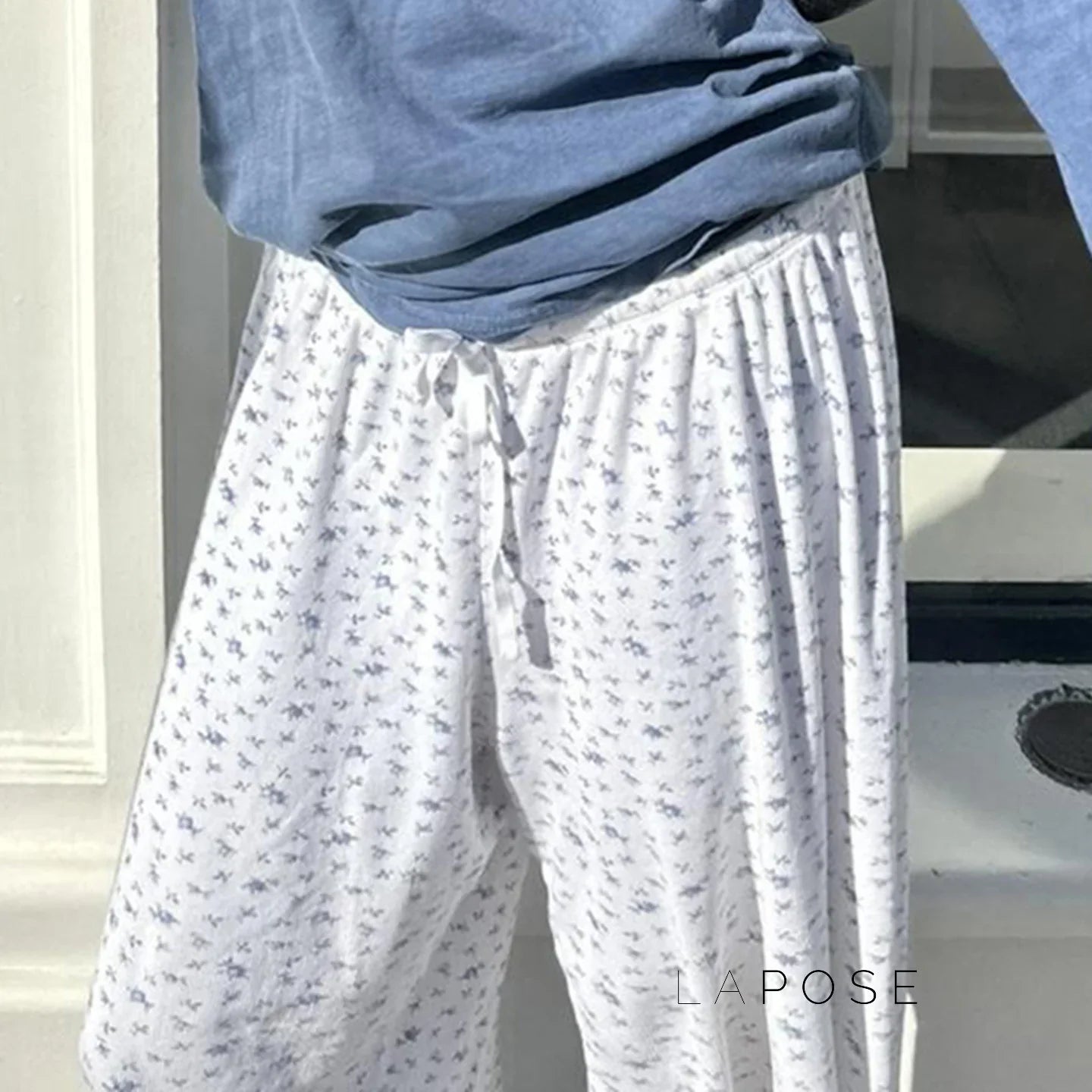 Grey Floral Drawstring Lounge Pants