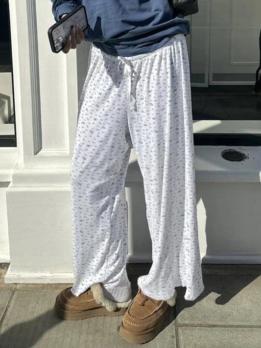 Grey Floral Drawstring Lounge Pants