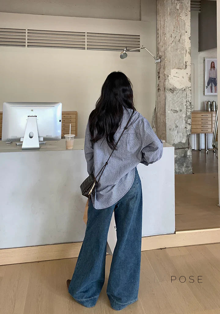 Lemon Wide-Leg Denim Pants