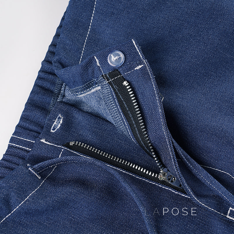 Zamara Faux Denim Wide-Leg Pants