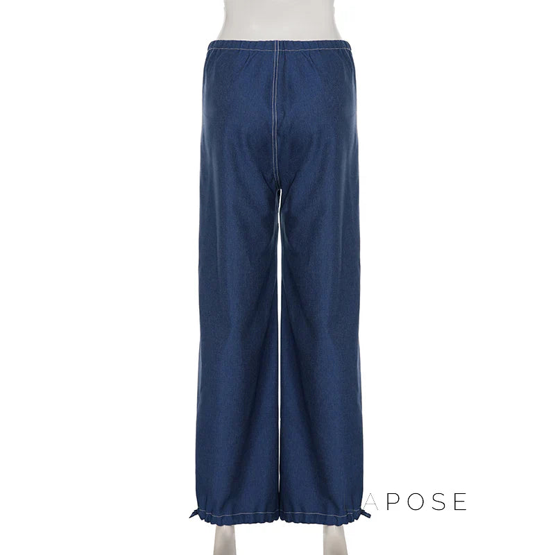 Zamara Faux Denim Wide-Leg Pants