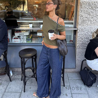 Zamara Faux Denim Wide-Leg Pants
