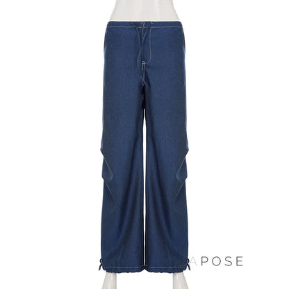 Zamara Faux Denim Wide-Leg Pants
