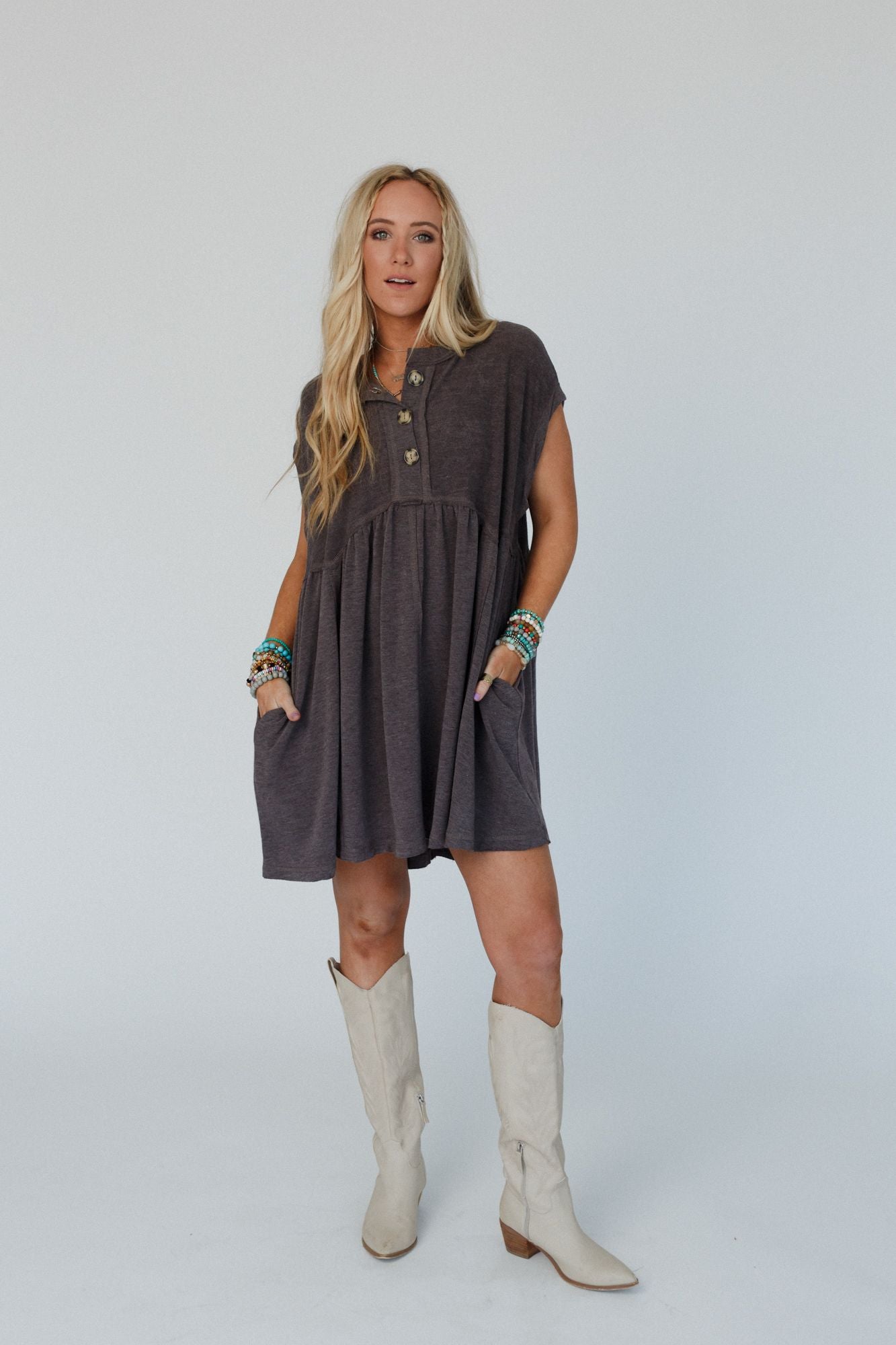 The Nest Sweet Nothings Baby Doll Dress - Charcoal - Pre Order