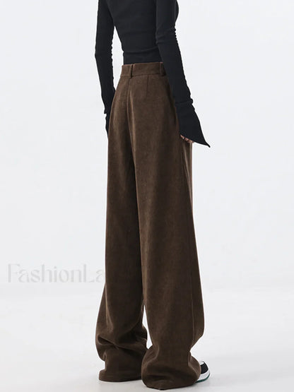 Oversized Corduroy Pleated Trendy Wide Leg Pants