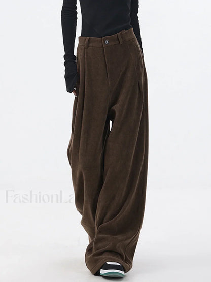 Oversized Corduroy Pleated Trendy Wide Leg Pants