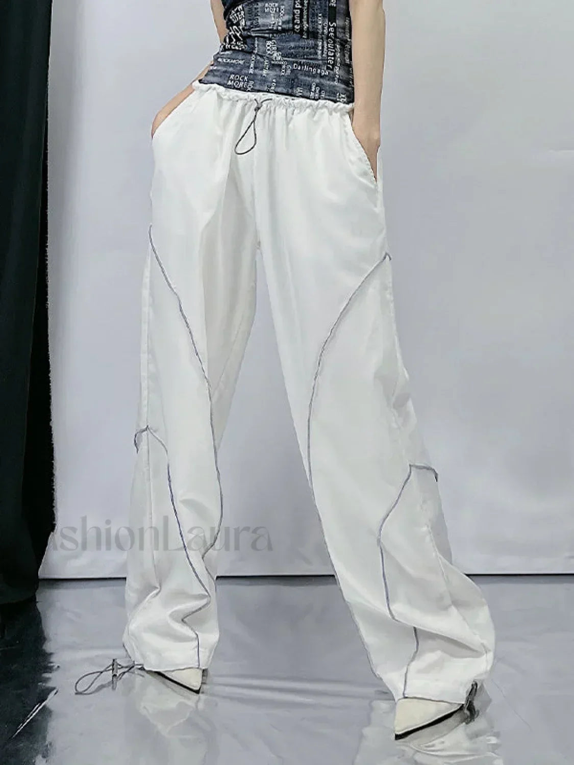 Pintuck Detail Straight Leg Pants