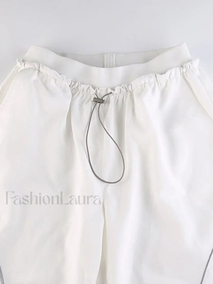 Pintuck Detail Straight Leg Pants