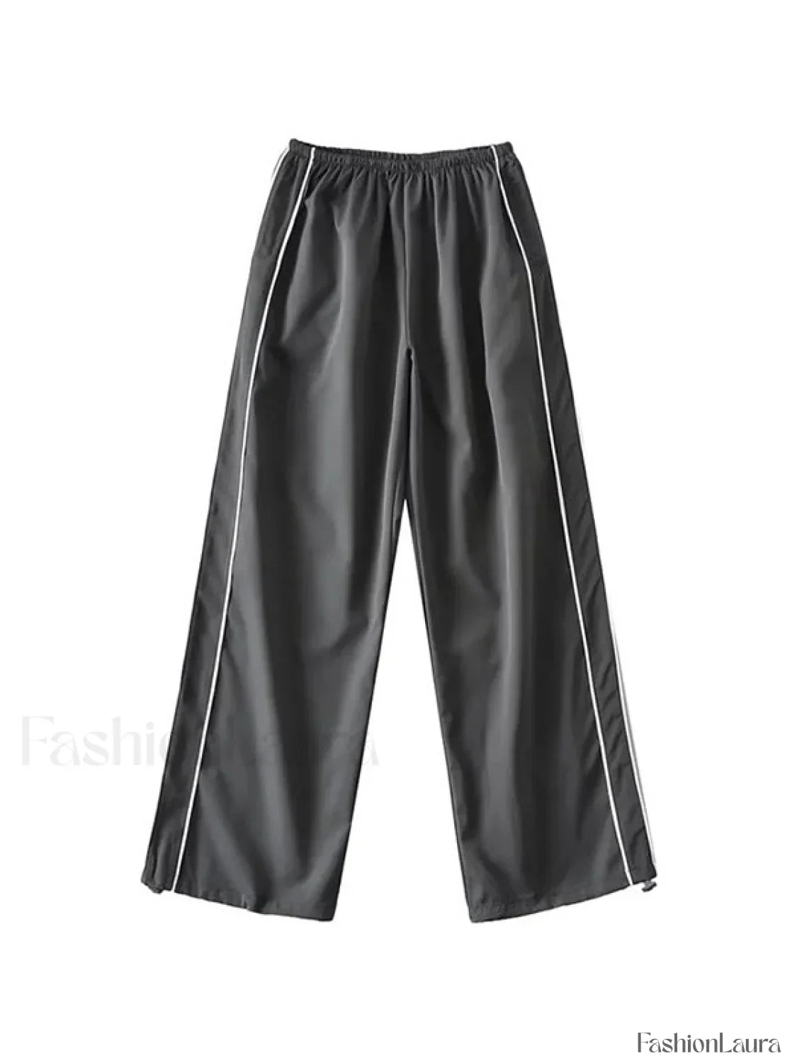 Piping Detail Wide Leg Track Pants