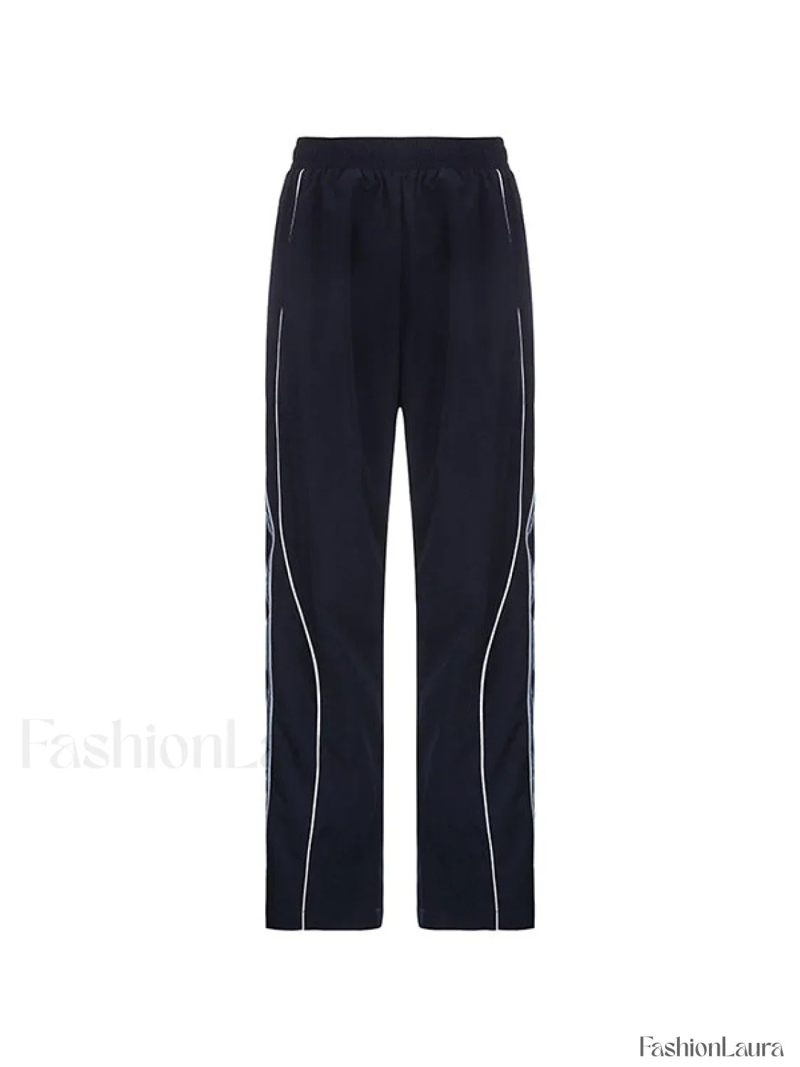 Piping Detail Wide Leg Track Pants