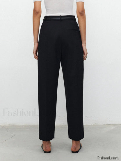 Pocket Straight Leg Trendy Pants Without Belt