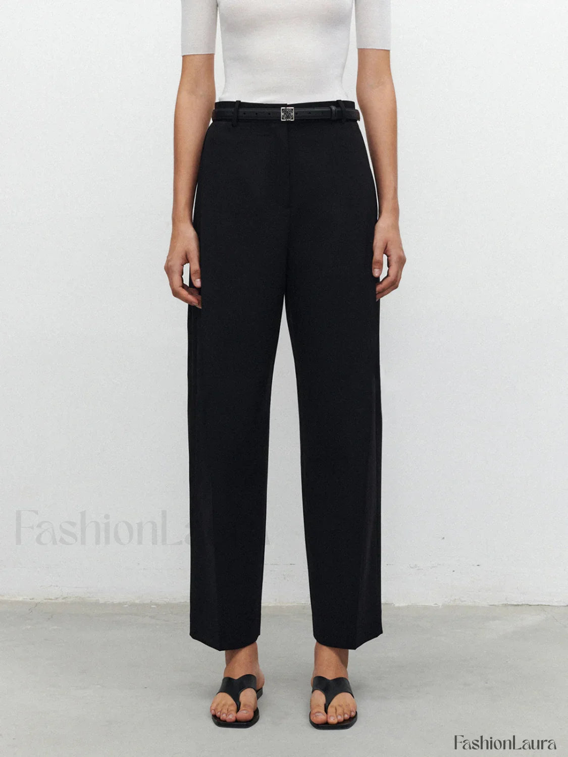 Pocket Straight Leg Trendy Pants Without Belt