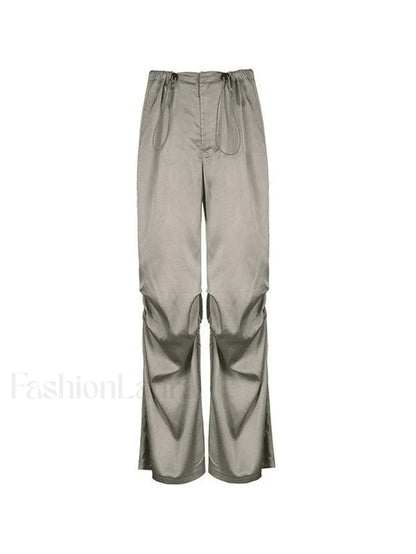 Ruched Drapey Casual Straight Leg Pants