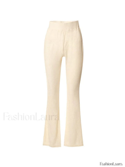 Stretchy Ribbed Flare Leg Pants