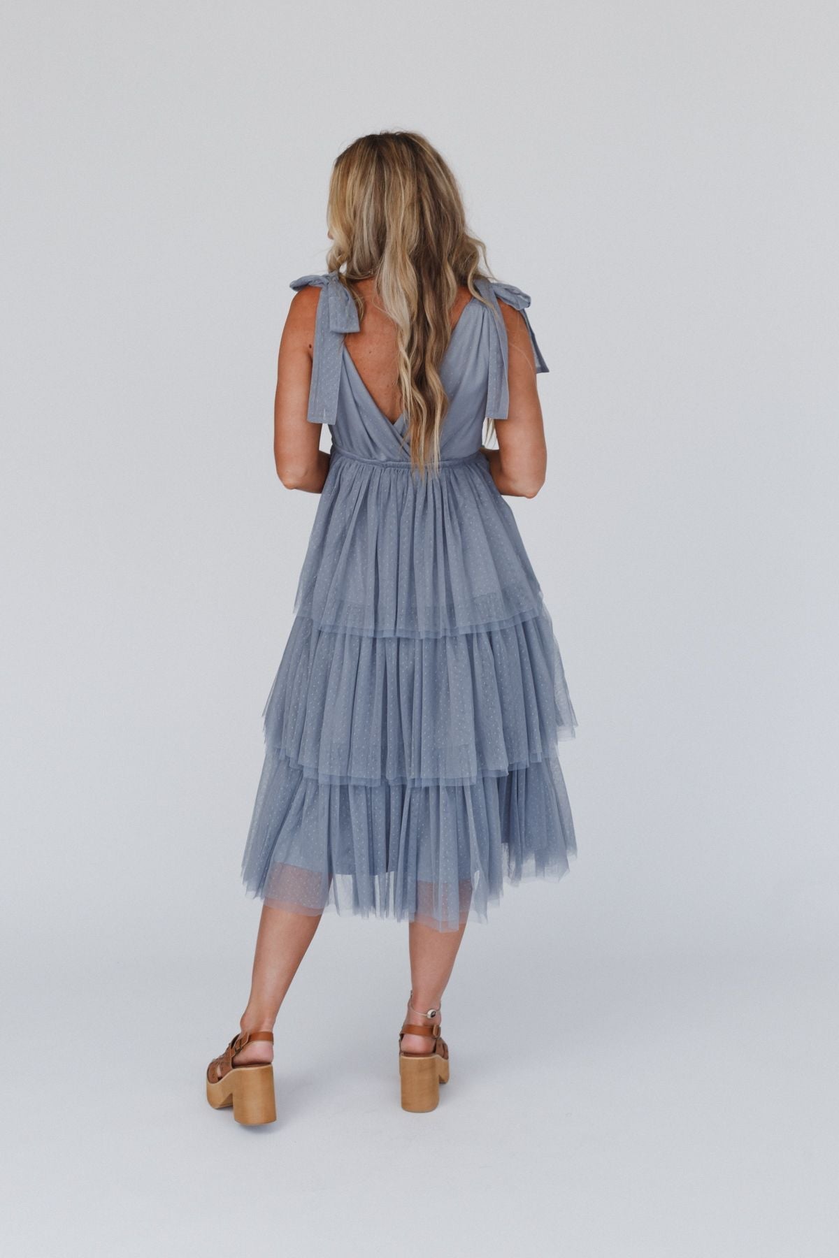 Boho Ballerina Tiered Tulle Dress - Blue