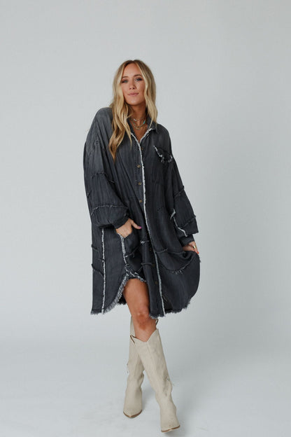 Ophelia Oversized Denim Dress - Black Denim - Pre Order